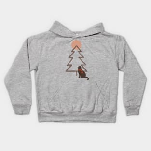 Abstract Minimal Christmas tree and cat Kids Hoodie